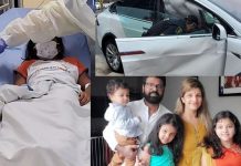 Actress Rambha injured in a car accident